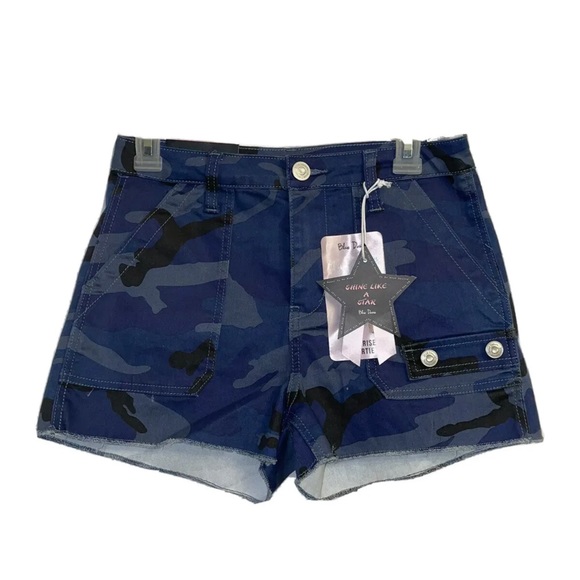 Blue Desire Pants - Blue Desire Jeans Highwaist Shortie Blue Camo Stretch Jr Sz 9 NWT